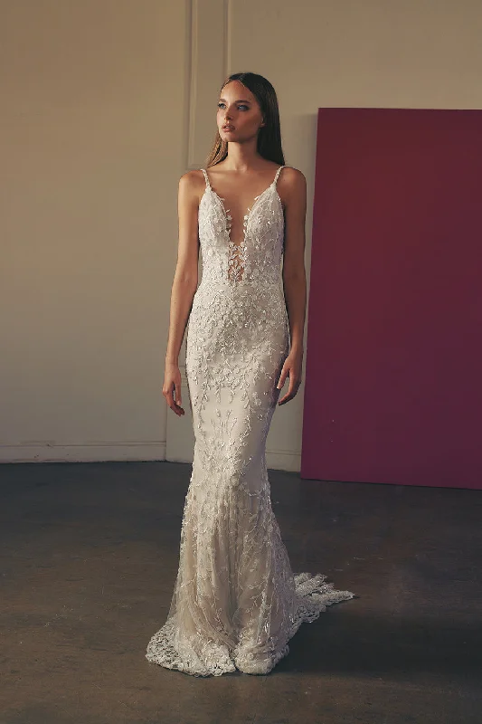 Wedding Dresses with Bell Sleeves and Ruffled Skirt for a Playful LookMish