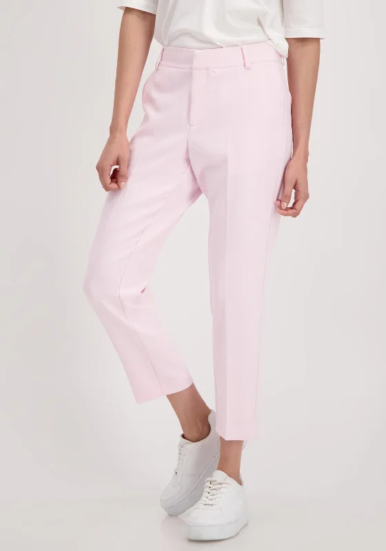 Velvet pants for women in a luxurious feelMonari Pressed Pleat Cropped Trousers, Baby Pink