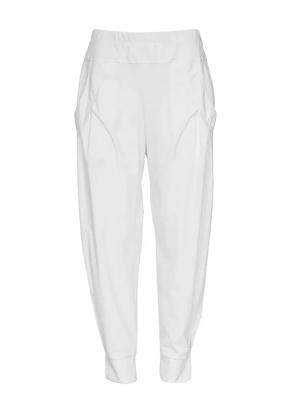 Ripped wide leg boyfriend jeans for women in a casual and cool styleNaya Cuffed Casual Trousers, White