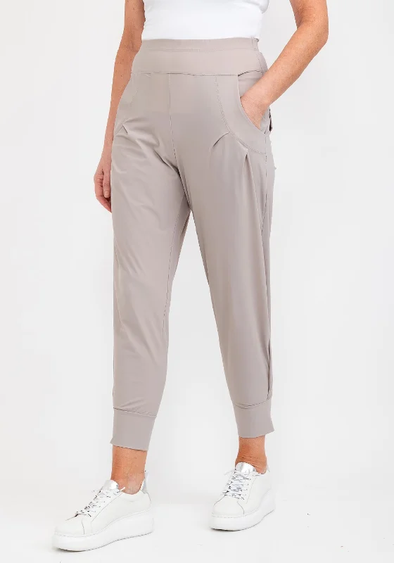 Corduroy wide leg jeans for women in a classic and comfortable styleNaya Cuffed Casual Trousers, Putty