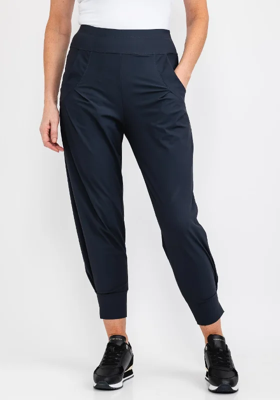 Elastic waist wide leg pants for plus size women in a comfortable and flattering styleNaya Cuffed Casual Trousers, Steel