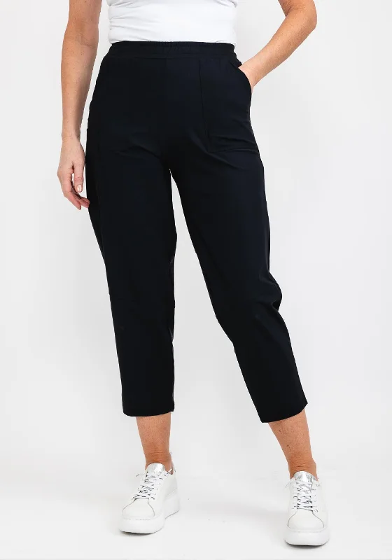 Patchwork wide leg denim pants for women in a creative and unique styleNaya Side Patch Pocket Trousers, Black