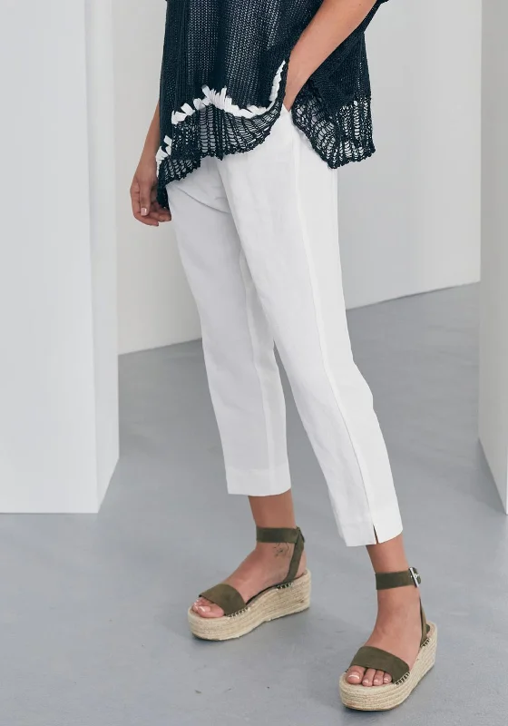 Pleated wide leg jeans for women in a formal and trendy styleNaya Slit Hem Trousers, White