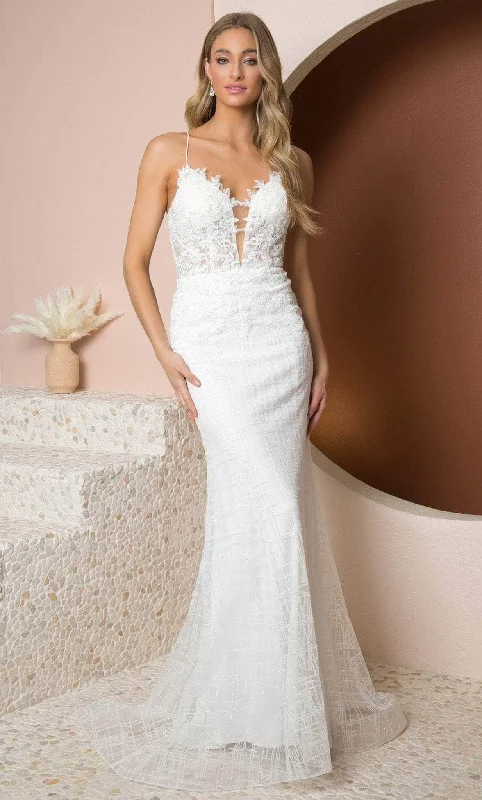 Tube Wedding Dresses with Beaded Waistband for a Simple and Chic StyleNox Anabel R282-1W - Embroidered Lace Sheath Gown Tube Wedding Dresses with Beaded Waistband for a Simple and Chic StyleNox Anabel R282-1W - Embroidered Lace Sheath Gown