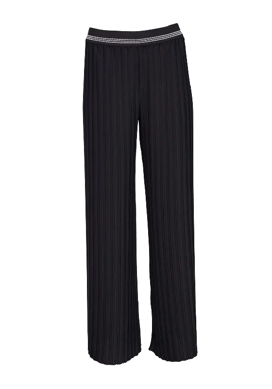 Metallic effect pants for women in a glamorous styleOra Pleated Wide Leg Trousers, Black