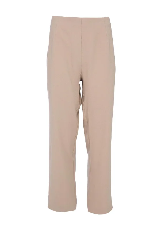 Recycled polyester pants for women in an eco - conscious choiceOra Straight Leg Casual Trousers, Taupe Recycled polyester pants for women in an eco - conscious choiceOra Straight Leg Casual Trousers, Taupe