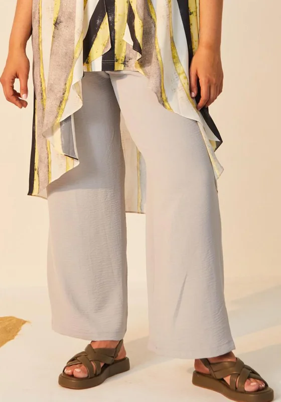 Culottes with pockets for women in functionalityOra Crepe Wide Leg Trousers, Light Grey