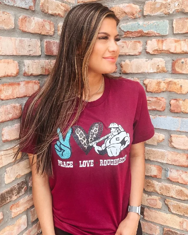 Women's T - shirt with a fringed hemPeace Love Roughneck Tee