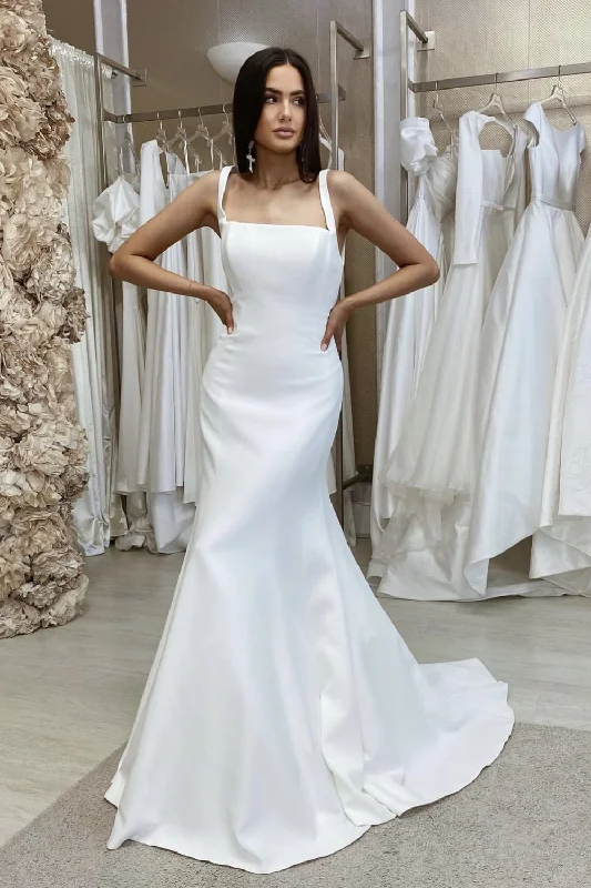Short Wedding Dresses with Sequined Bodice for a Fun and Flirty LookPlain Satin Bridal Dress with Double Shoulder Straps Short Wedding Dresses with Sequined Bodice for a Fun and Flirty LookPlain Satin Bridal Dress with Double Shoulder Straps