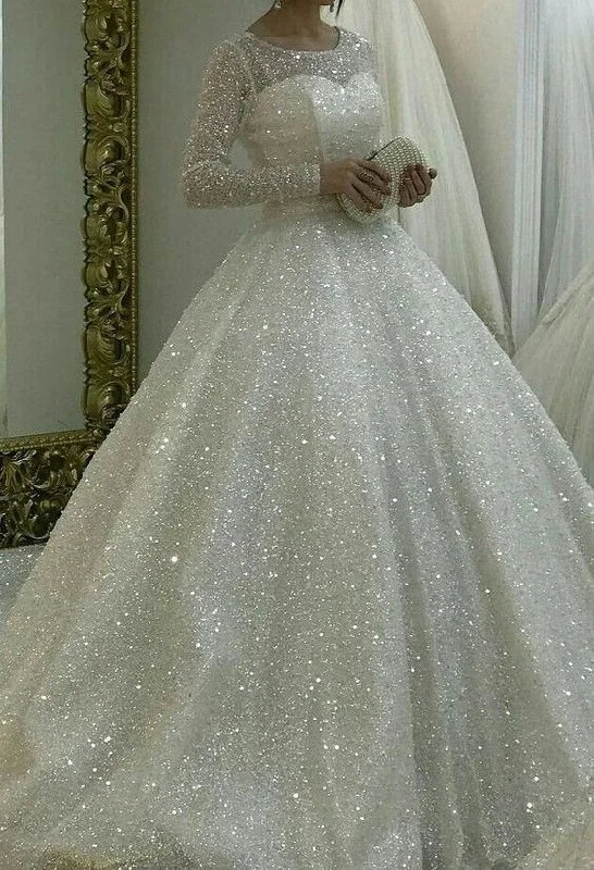 Wedding Dresses with Sheer Sleeve and Sequined Cuffs and Bow at the Waist and Embroidered Skirt and Belt and Embroidered Floral Patterns for an Elegant and Intricate LookProm Dresses Sparkly White Sequins A Line Wedding Dresses cg15965 Wedding Dresses with Sheer Sleeve and Sequined Cuffs and Bow at the Waist and Embroidered Skirt and Belt and Embroidered Floral Patterns for an Elegant and Intricate LookProm Dresses Sparkly White Sequins A Line Wedding Dresses cg15965