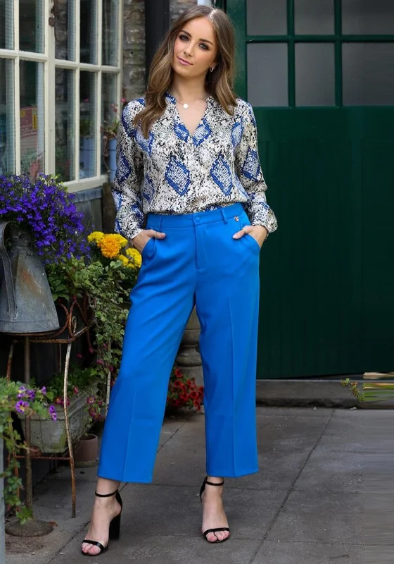 Midi length pants for women with eleganceRant & Rave Molly Cropped Trousers, Blue