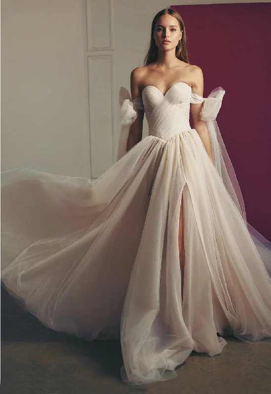 Wedding Dresses with Sequined Hearts and Ruffled Hem and Satin and Lace Combo and Bow at the Waist and Embroidered Floral Patterns and Belt for a Romantic and Sweet LookRichie Wedding Dresses with Sequined Hearts and Ruffled Hem and Satin and Lace Combo and Bow at the Waist and Embroidered Floral Patterns and Belt for a Romantic and Sweet LookRichie