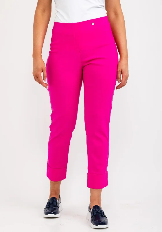 Ripped wide leg boyfriend jeans for women in a casual and cool styleRobell Bella 09 Turn Up Ankle Grazer Trousers, Cabaret Pink