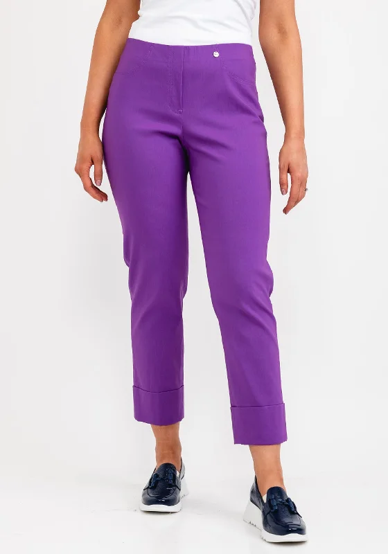 Culottes with wide leg and ruffled hem for women in a feminine and stylish styleRobell Bella 09 Turn Up Ankle Grazer Trousers, Purple
