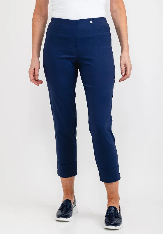 Ruffled pants for women with a feminine lookRobell Bella 09 Turn Up Ankle Grazer Trousers, French Blue