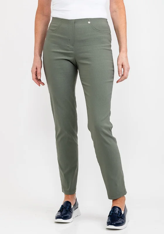 Tapered leg pants for women in a modern fitRobell Bella Full Length Slim Leg Trousers, Ivy Green