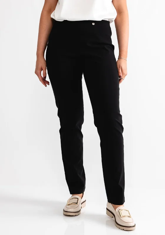 Patchwork pants for women in a unique designRobell Bella Full Length Slim Leg Trousers, Black