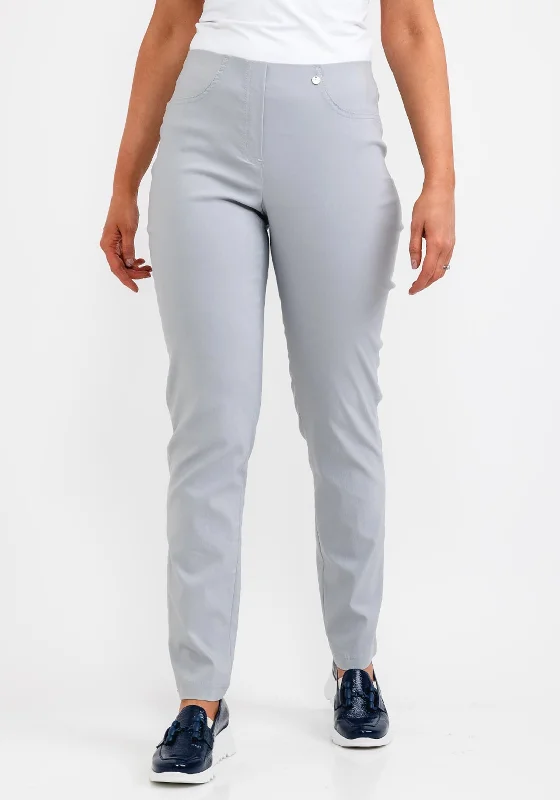 Casual straight leg jeans for women to wear dailyRobell Bella Full Length Slim Leg Trousers, Light Grey