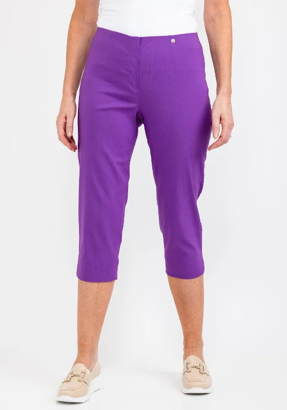 Recycled nylon pants for women in an eco - friendly sporty optionRobell Marie 07 Slim Fit Cropped Trousers, Purple Recycled nylon pants for women in an eco - friendly sporty optionRobell Marie 07 Slim Fit Cropped Trousers, Purple