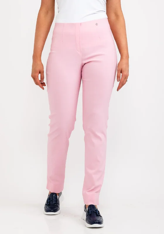 Elastic waistband lounge pants for women at homeRobell Marie Full Length Slim Leg Trousers, Soft Rose