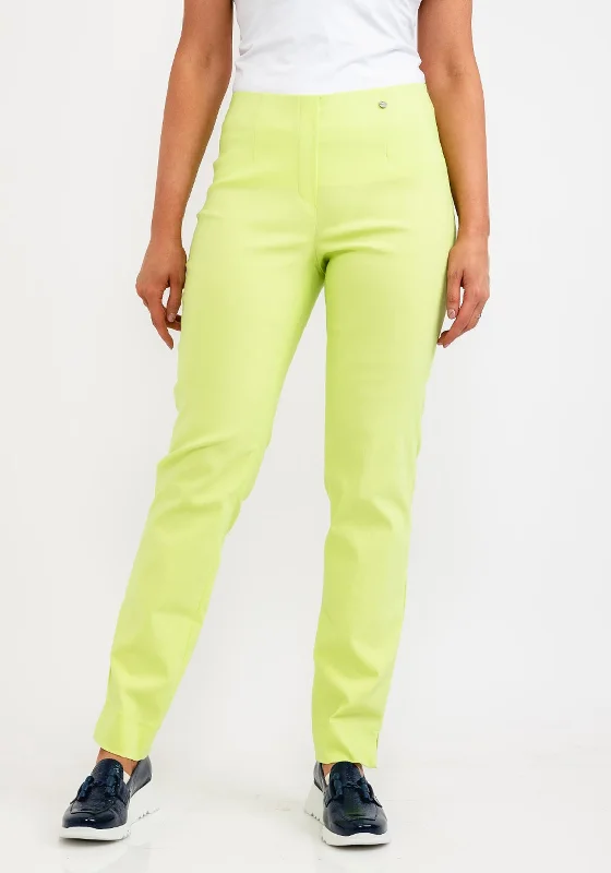 Stretch yoga pants for women to exerciseRobell Marie Full Length Slim Leg Trousers, Lime