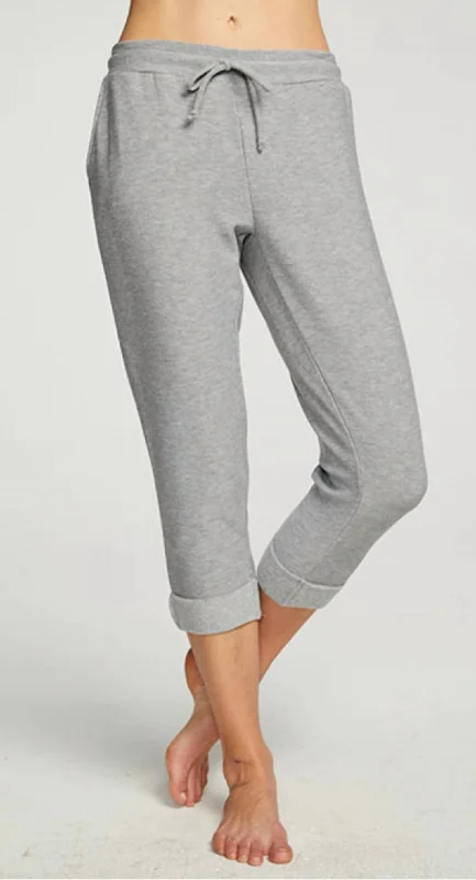 Ankle length dress pants for women in a versatile and formal styleRpet Cozy Knit Cropped Roll Hem Jogger In Heather Grey