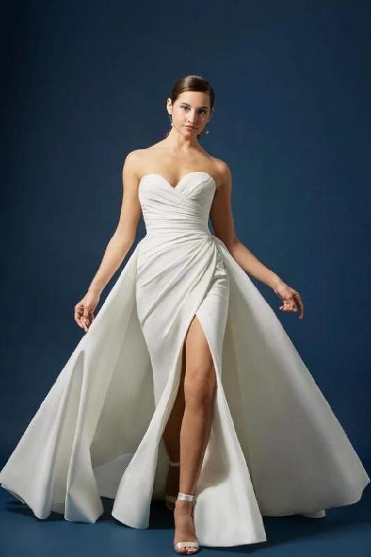Plus Size Trumpet Style Wedding Dresses with Beaded BodiceRuching Sweetheart Wedding Dresses with Removable Train Plus Size Trumpet Style Wedding Dresses with Beaded BodiceRuching Sweetheart Wedding Dresses with Removable Train