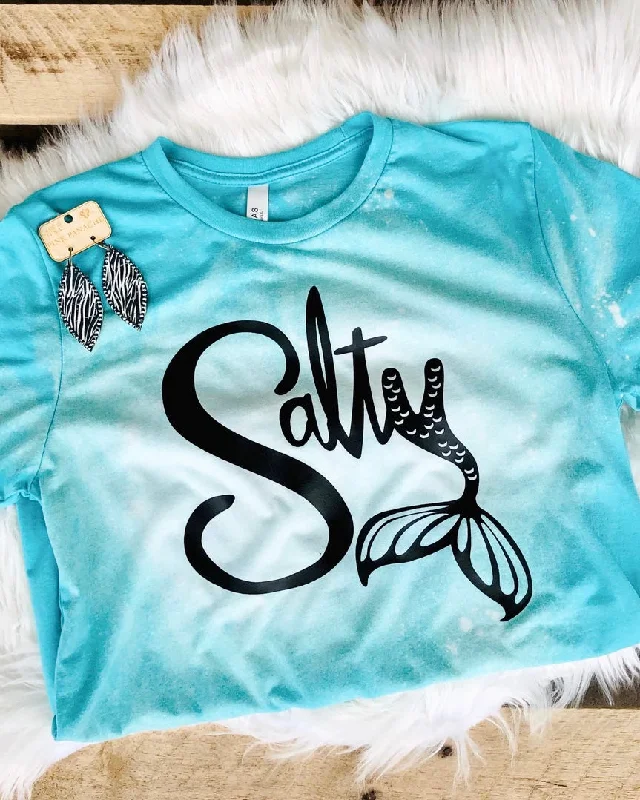 Cropped women's T - shirt to pair with high - waisted skirtsSalty Bleached Tee