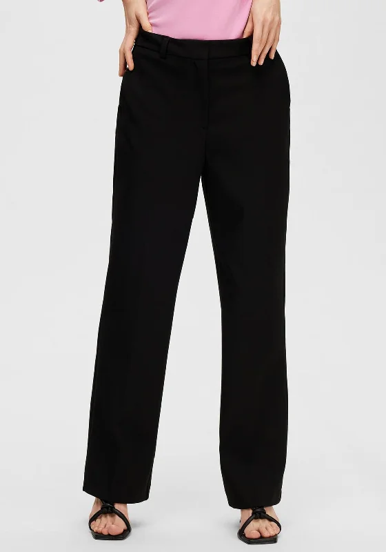 Polyester blend pants for women in durabilitySelected Femme Myla High Waist Trousers, Black