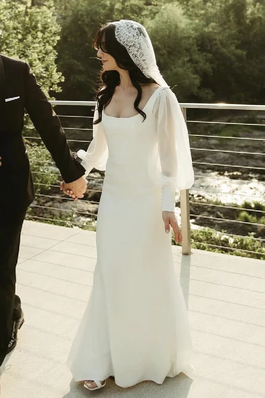 Wedding Dresses with Sheer Sleeve and Sequined Cuffs and Bow at the Waist and Embroidered Skirt and Belt for an Elegant and Intricate LookSheer Long Sleeves Bridal Dress with Square Neck Vestido de novia 2024 Wedding Dresses with Sheer Sleeve and Sequined Cuffs and Bow at the Waist and Embroidered Skirt and Belt for an Elegant and Intricate LookSheer Long Sleeves Bridal Dress with Square Neck Vestido de novia 2024
