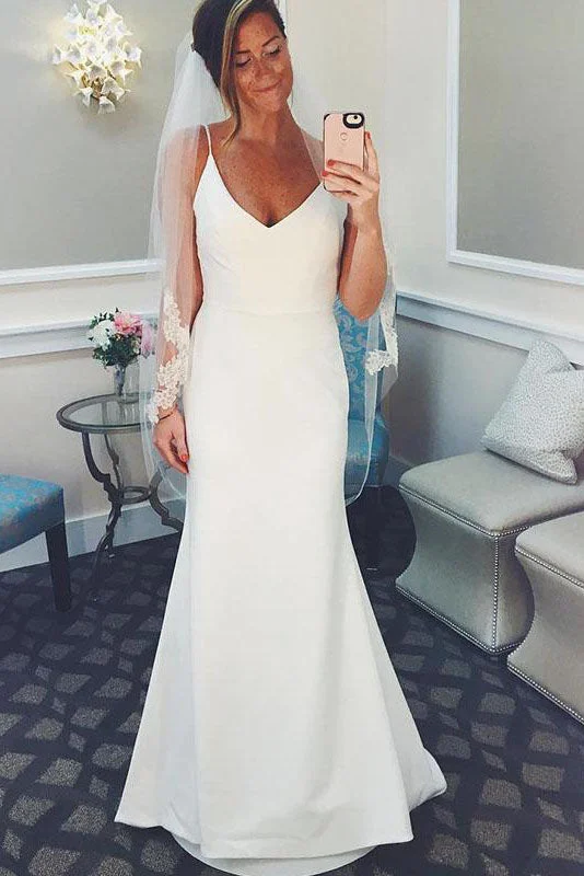 Wedding Dresses with Ruffled Sleeves and High Neck and Belt for a Dramatic and Elegant LookLong V-Neck Spaghetti Strap Mermaid Ivory Wedding Dress Wedding Dresses with Ruffled Sleeves and High Neck and Belt for a Dramatic and Elegant LookLong V-Neck Spaghetti Strap Mermaid Ivory Wedding Dress