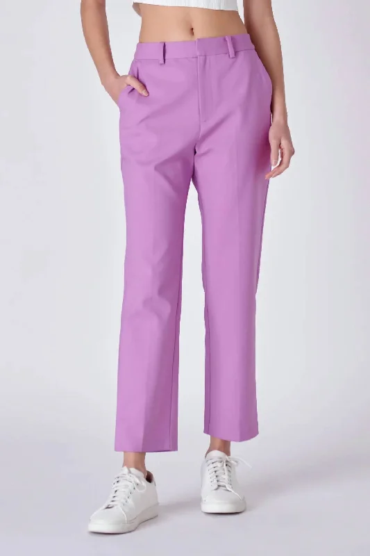 Linen pants for women in a breathable materialSlim Cigarette Trousers In Lilac