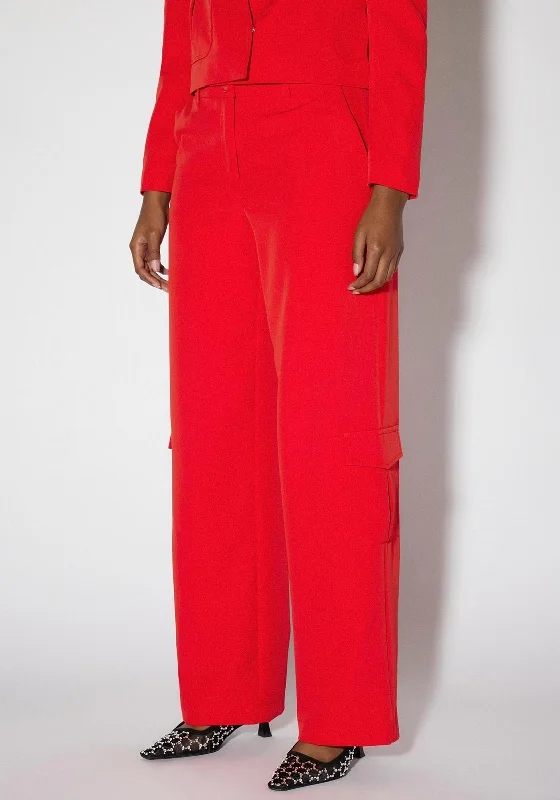 Tartan pants for women in a Scottish patternSOMETHINGNEW Kris Cargo Suit Trousers, Red