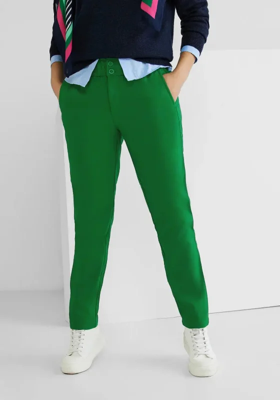 Ankle pants with zippers for women in a convenient designStreet One Paperbag Style Trousers, Brisk Green