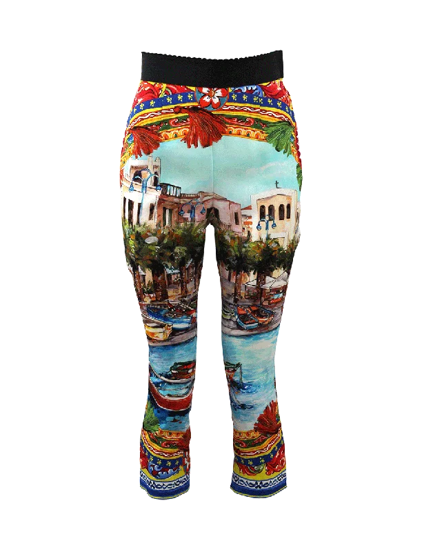 Flowy pants for women in a romantic lookStretch Italian Print Legging
