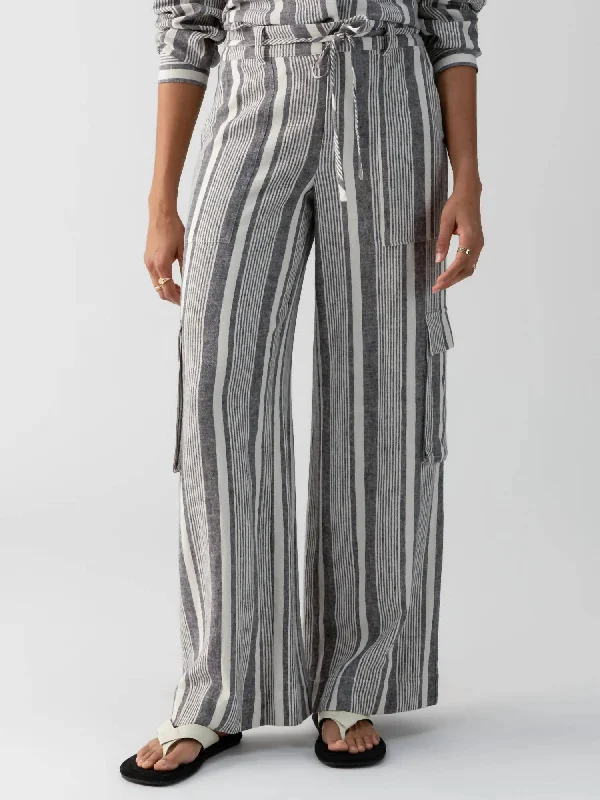 Flowy ankle pants for women in a romantic and feminine styleSunset Linen Pant In Variegated Stripe