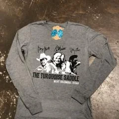 Printed women's T - shirt with a geometric - floral patternThe Turquoise Saddle L/S Mural Shirt