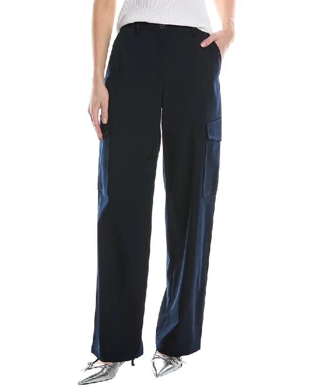 Trousers with decorative buttons for women in a stylish detailTheory Relaxed Straight Wool-Blend Cargo Pant