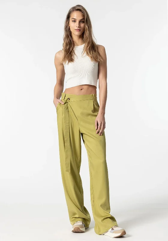 Solid color palazzo pants for women in bright huesTiffosi Matilda Asymmetric Waist Trousers, Green