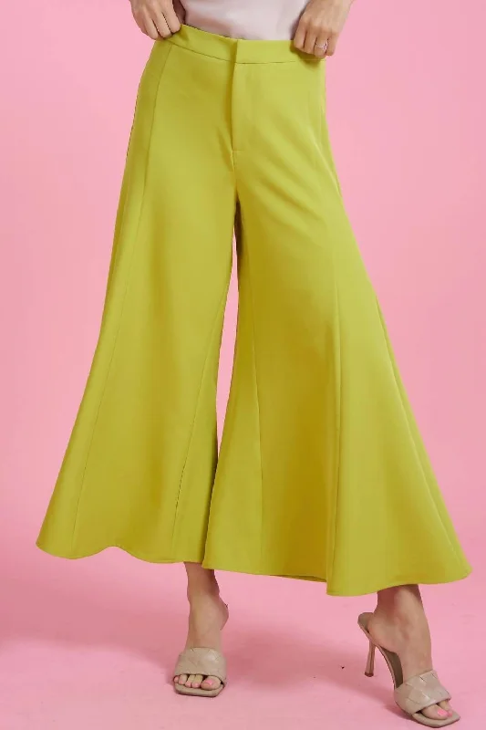 Floral print wide leg dress pants for women in a fresh and formal styleTime To Shine Pants In Lime Green