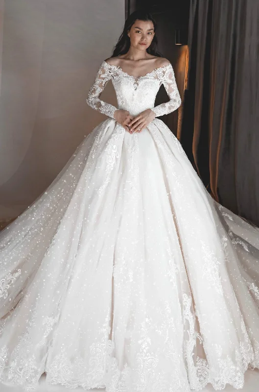 Wedding Dresses with Sheer Panels and Sequined Trim and Belt for a Sultry and Sparkly Look2 in 1 Wedding Dress OB7962 with Detachable Skirt Wedding Dresses with Sheer Panels and Sequined Trim and Belt for a Sultry and Sparkly Look2 in 1 Wedding Dress OB7962 with Detachable Skirt