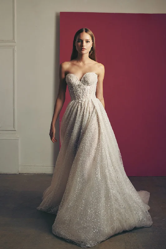 Wedding Dresses with Sheer Panels and Beaded Trim and Embroidered Paisley Patterns and Ruffled Hem and Belt and Embroidered Floral Patterns for a Sultry and Exotic LookTyra Wedding Dresses with Sheer Panels and Beaded Trim and Embroidered Paisley Patterns and Ruffled Hem and Belt and Embroidered Floral Patterns for a Sultry and Exotic LookTyra
