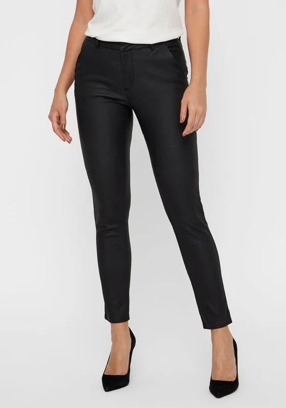 Drawstring linen pants for women in a casual and breathable styleVero Moda Leah Classic Coated Trousers, Black