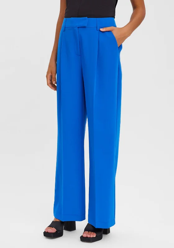 Velvet wide leg pants for women in a luxurious styleVero Moda Zelda Wide Leg Trousers, Princess Blue