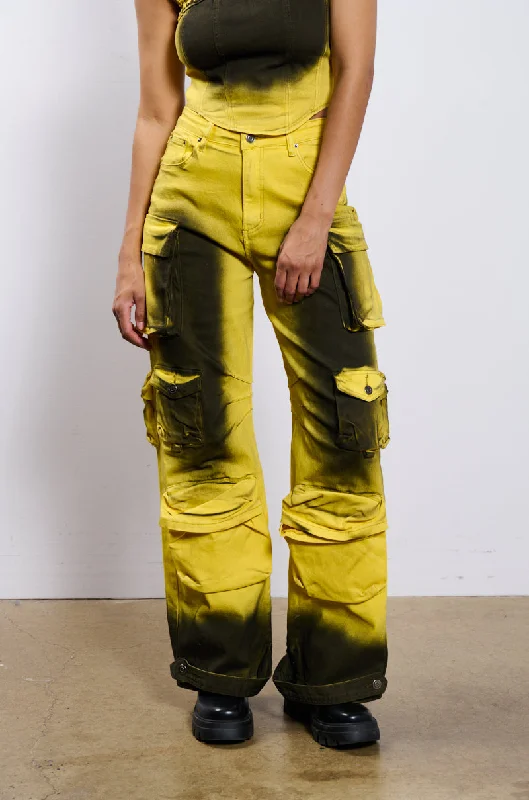 High waisted cargo wide leg pants for women in a practical and stylish styleWHAT THE PRICE DENIM CARGO PANT