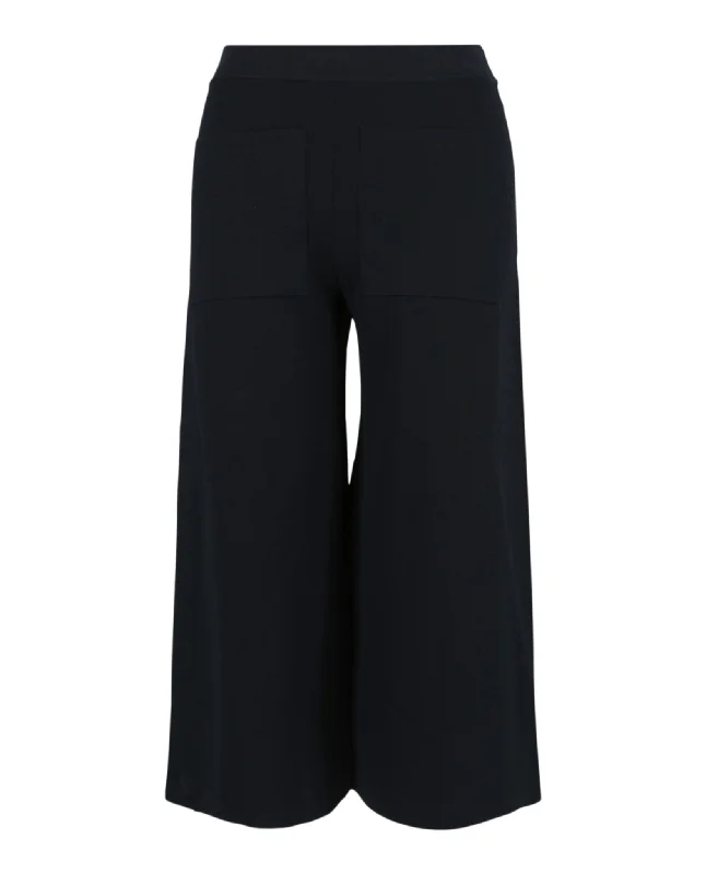 Floral embroidered pants for women in a delicate designWide-Leg Knit Trousers