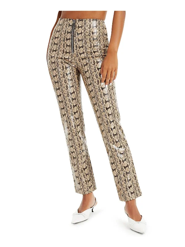 Thermal fleece - lined pants for women in winter warmthWomens Animal Print Straight Leg Straight Leg Pants