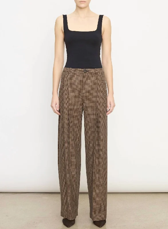 Button - fly pants for women in denimWomen's Houndstooth Pant In Black And Camel