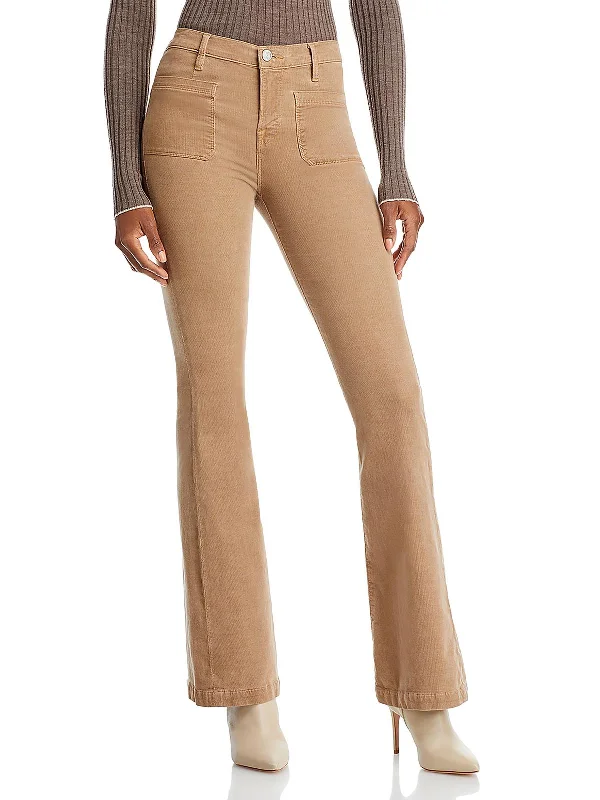 Leather look pants for women in a budget - friendly optionWomens Mid Rise Knit Flared Pants