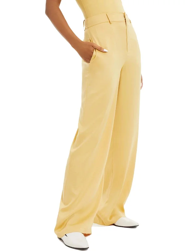 Cuffed pants for women in a stylish detailWomens Satin Office Pants